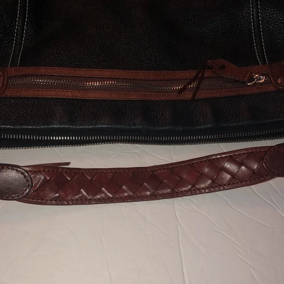 Brighton D549273 Black/Brown Genuine Leather Woven Strap Shoulder/Crossbody Bag - Picture 6 of 10